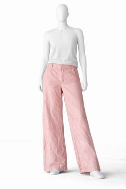 Zara Pink Wide Leg Pants Womens Small Linen Blend High Rise Flowing boho cottage